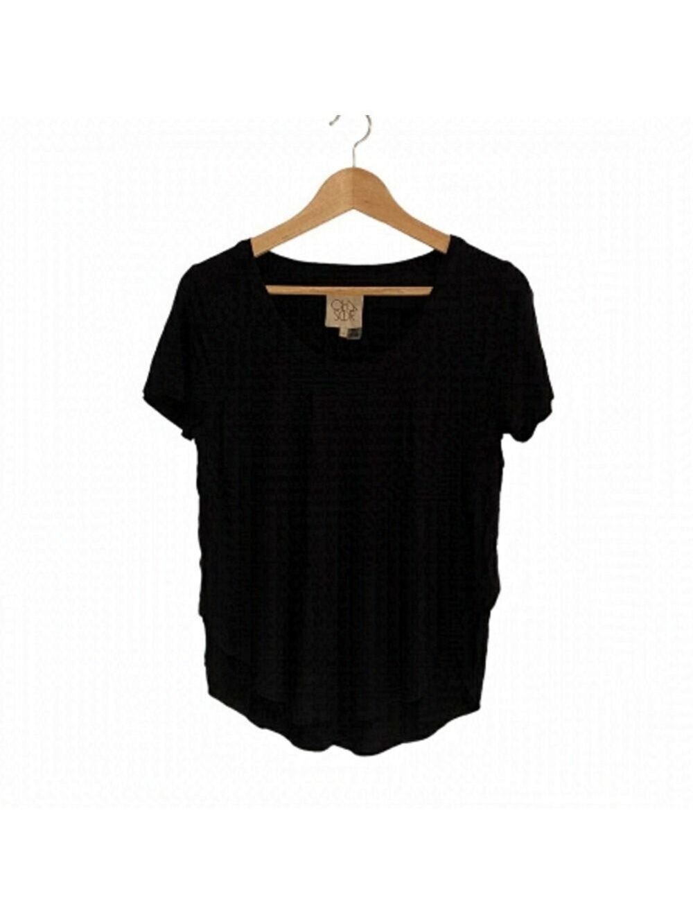 CHASER black flowy lightweight t-shirt with side slits - size s